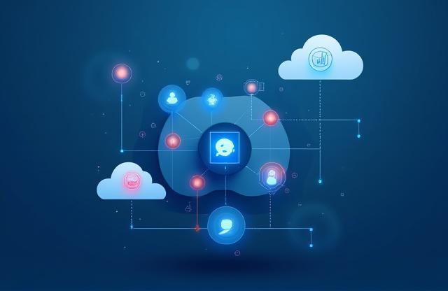 Abstract visual representing communication lines and support, like connecting nodes.
